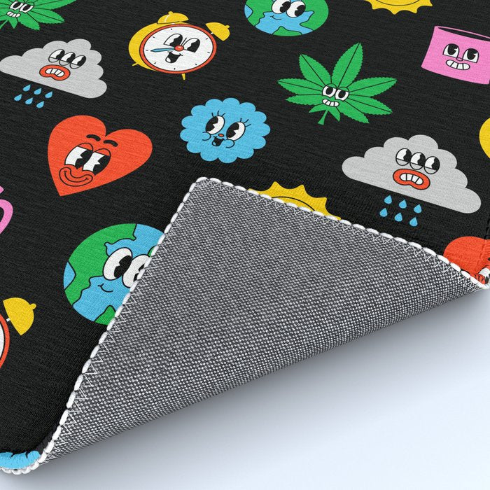 Funny retro cartoon sticker art pattern Rug Gallery Image 4