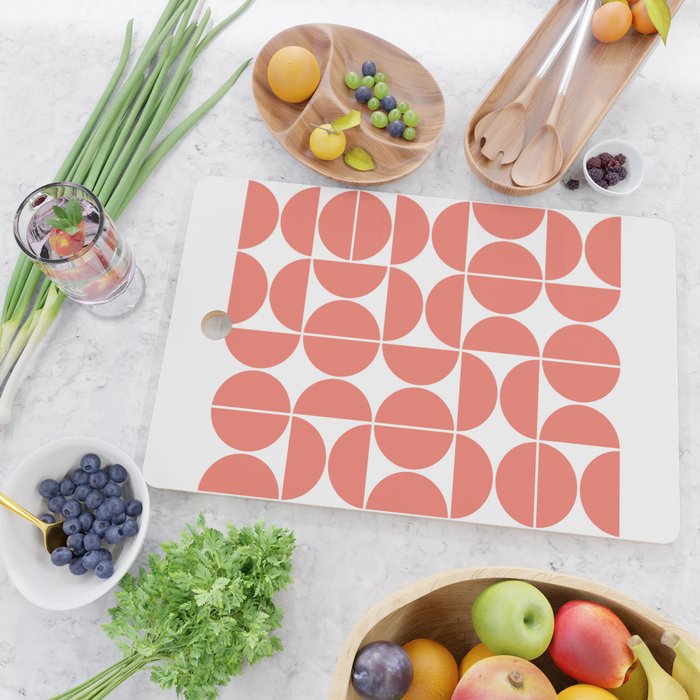 Mid Century Modern Geometric 04 Living Coral Cutting Board Gallery Image 2