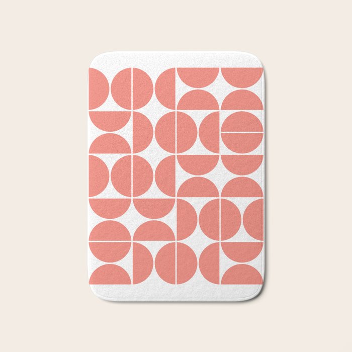 Mid Century Modern Geometric 04 Living Coral Bath Mat Gallery Image 1