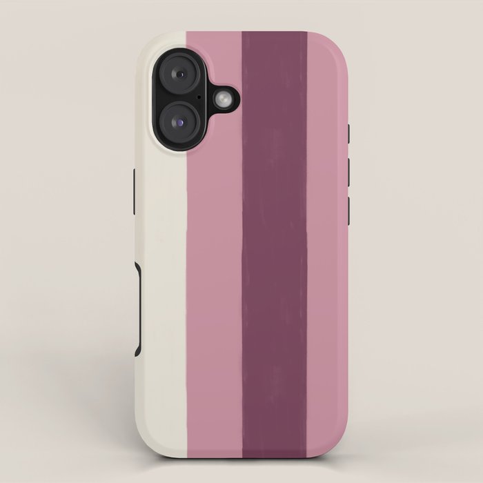 Bold Burgundy and Pink Striped Pattern iPhone Case Gallery Image 1