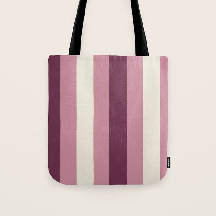 Bold Burgundy and Pink Striped Pattern Tote Bag Gallery Image 1