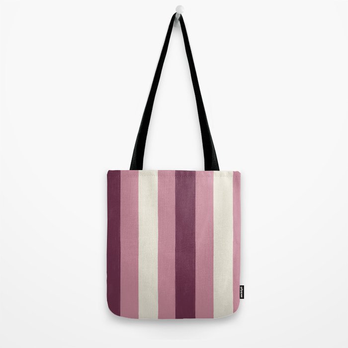 Bold Burgundy and Pink Striped Pattern Tote Bag Gallery Image 2