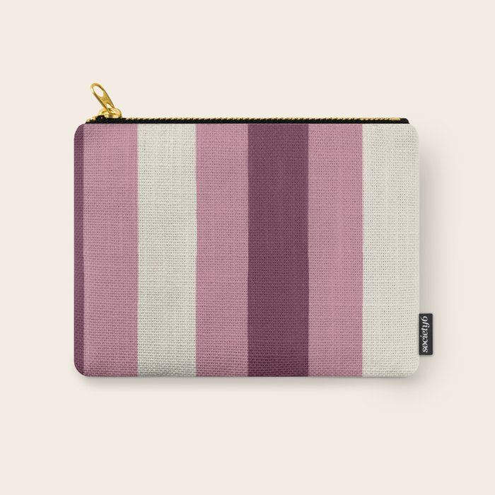 Bold Burgundy and Pink Striped Pattern Carry All Pouch Gallery Image 1