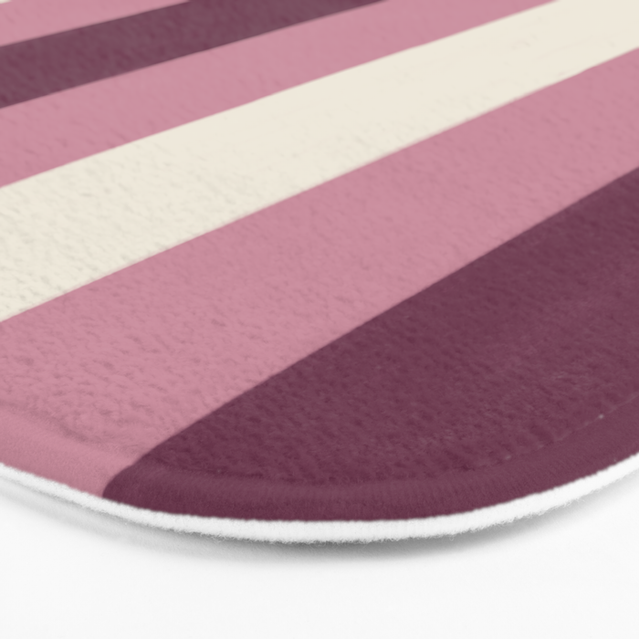Bold Burgundy and Pink Striped Pattern Bath Mat Gallery Image 3