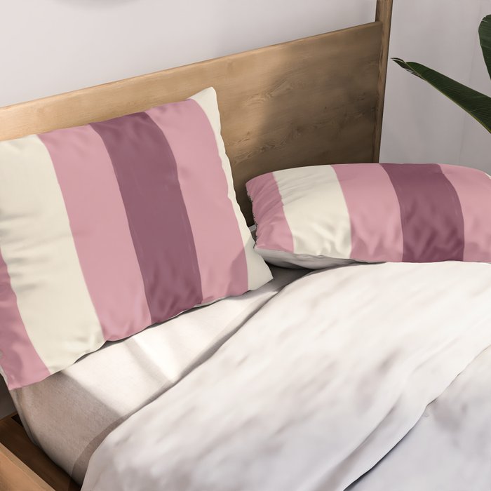 Bold Burgundy and Pink Striped Pattern Pillow Sham Gallery Image 2