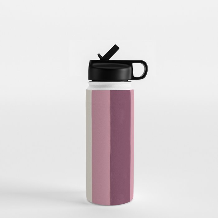 Bold Burgundy and Pink Striped Pattern Water Bottle Gallery Image 1