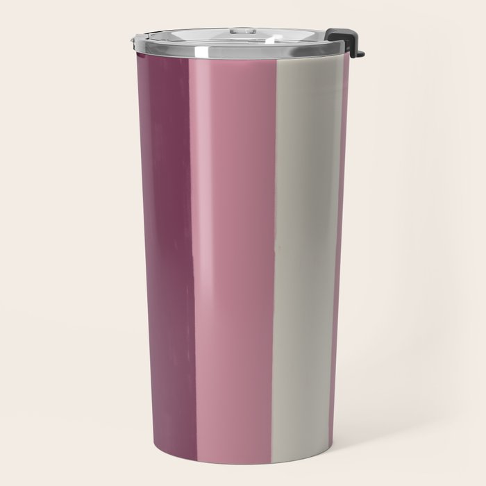 Bold Burgundy and Pink Striped Pattern Travel Mug Gallery Image 2