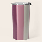 Bold Burgundy and Pink Striped Pattern Travel Mug Gallery Image 2
