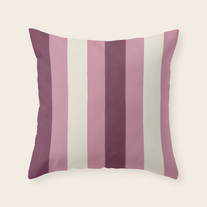 Bold Burgundy and Pink Striped Pattern Throw Pillow Gallery Image 6