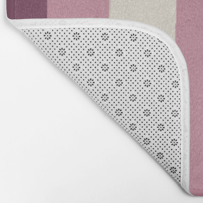 Bold Burgundy and Pink Striped Pattern Bath Mat Gallery Image 2