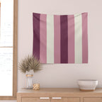 Bold Burgundy and Pink Striped Pattern Wall Tapestry Gallery Image 2