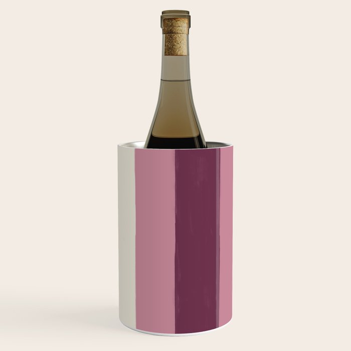 Bold Burgundy and Pink Striped Pattern Wine Chiller Gallery Image 1