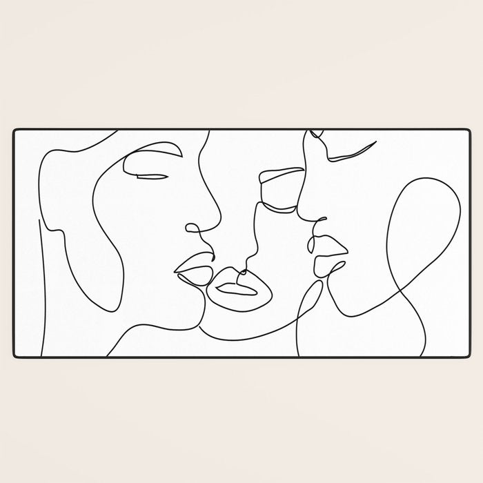 Line Faces 01  Desk Mat Gallery Image 3