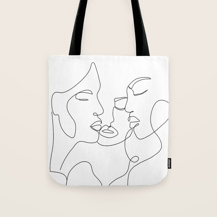 Line Faces 01  Tote Bag Gallery Image 1