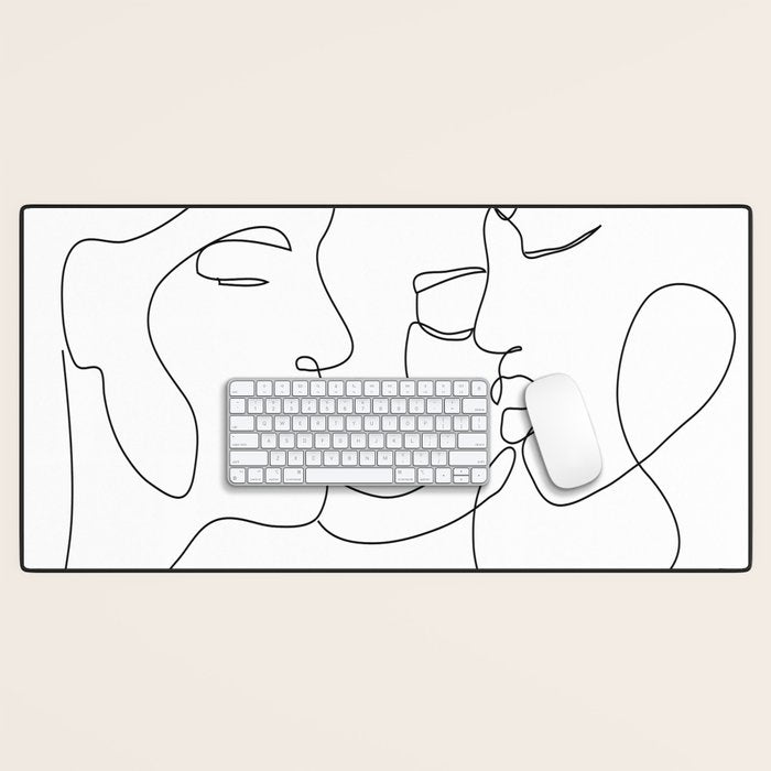 Line Faces 01  Desk Mat Gallery Image 1