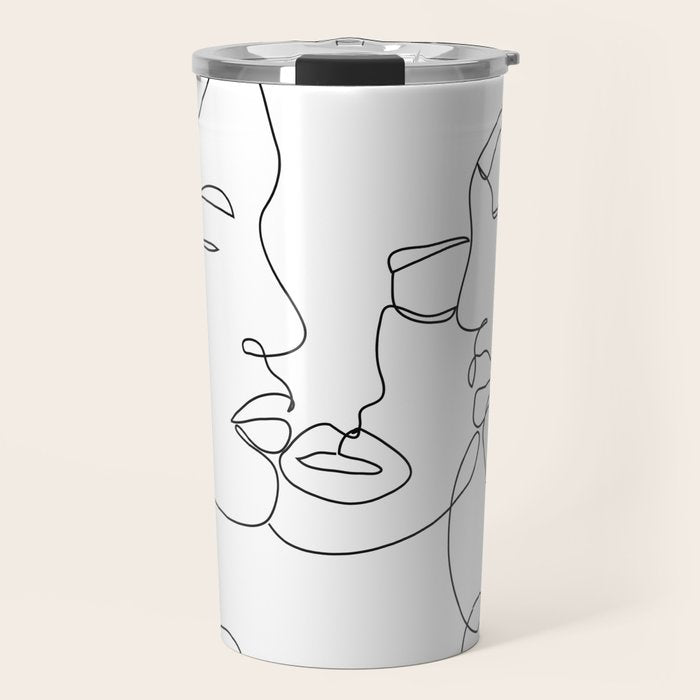 Line Faces 01  Travel Mug Gallery Image 1
