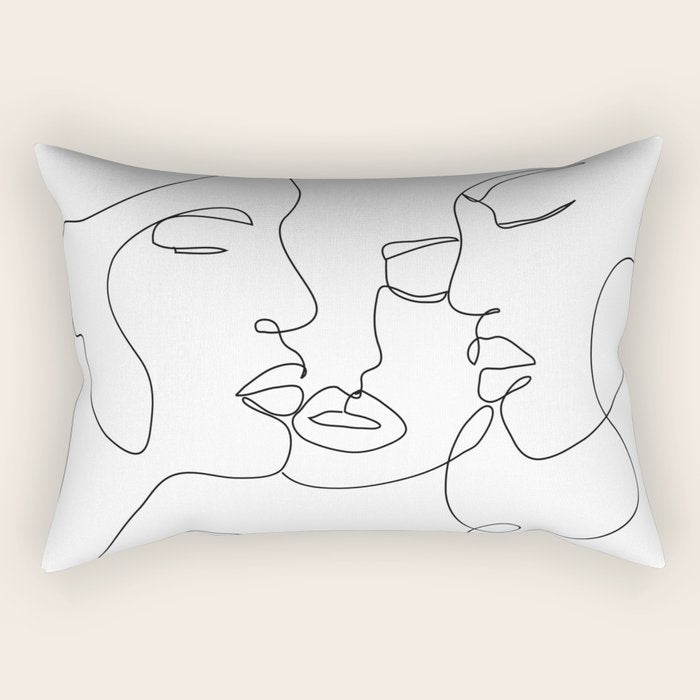 Line Faces 01  Rectangular Pillow Gallery Image 2