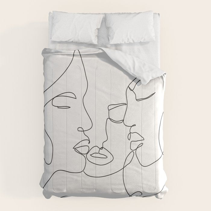 Line Faces 01  Comforter Gallery Image 6