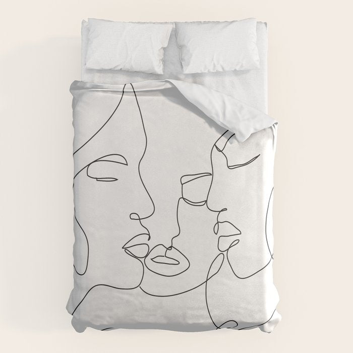 Line Faces 01  Duvet Cover Gallery Image 6