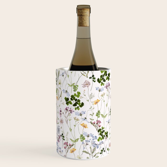 Hand Painted Watercolor Springflowers And Herbs Meadow  Wine Chiller Gallery Image 2