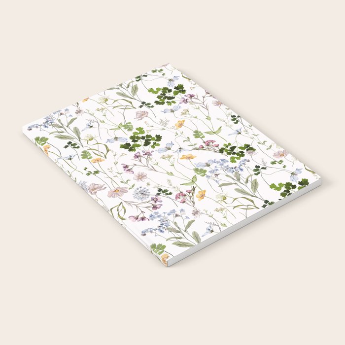Hand Painted Watercolor Springflowers And Herbs Meadow  Notebook Gallery Image 1