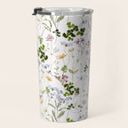 Hand Painted Watercolor Springflowers And Herbs Meadow  Travel Mug Gallery Image 3
