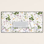 Hand Painted Watercolor Springflowers And Herbs Meadow  Desk Mat Gallery Image 1