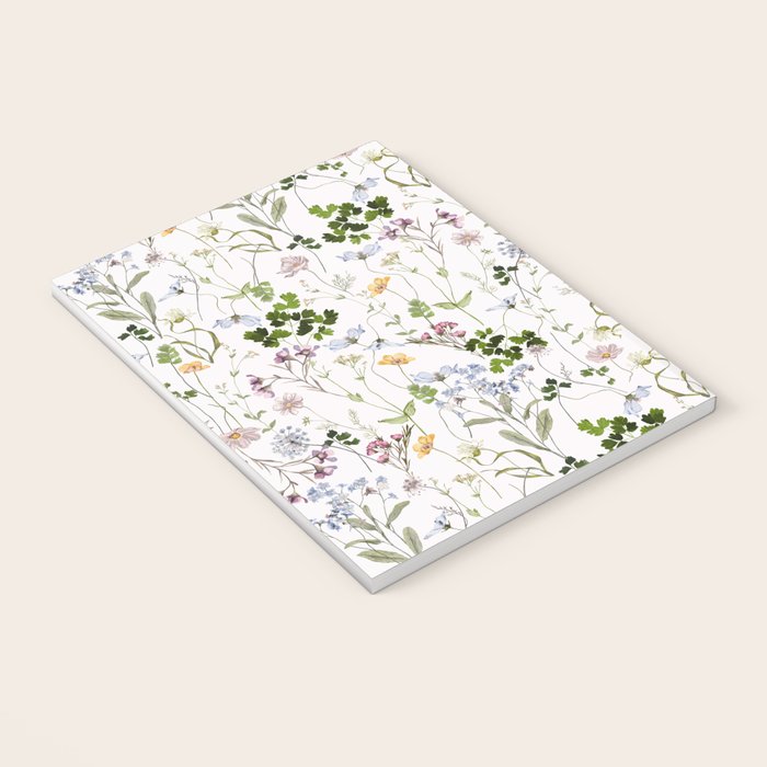 Hand Painted Watercolor Springflowers And Herbs Meadow  Notebook Gallery Image 3