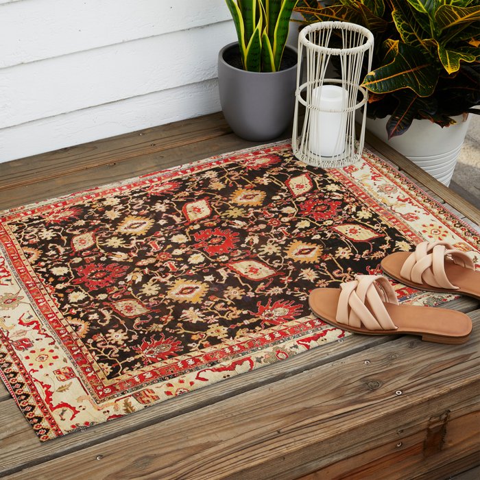 Antique Indian Agra Rug Print Outdoor Rug Gallery Image 2