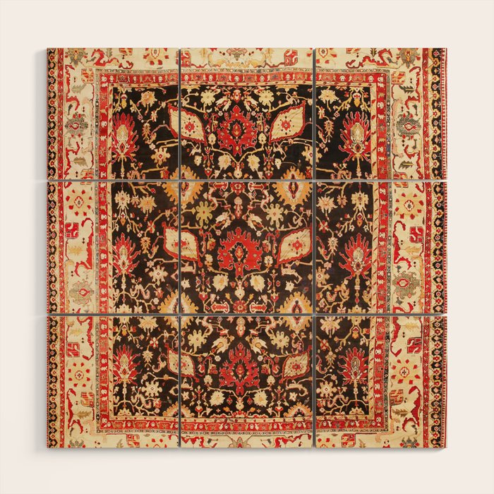 Antique Indian Agra Rug Print Wood Wall Art Gallery Image 1