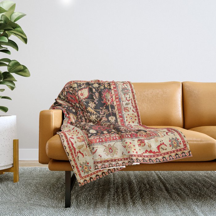 Antique Indian Agra Rug Print Throw Blanket Gallery Image 1