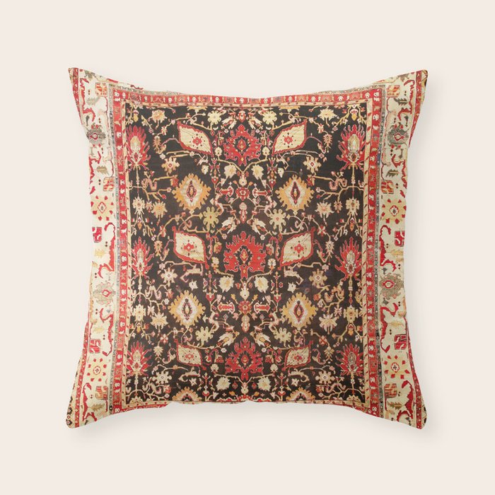 Antique Indian Agra Rug Print Throw Pillow Gallery Image 6
