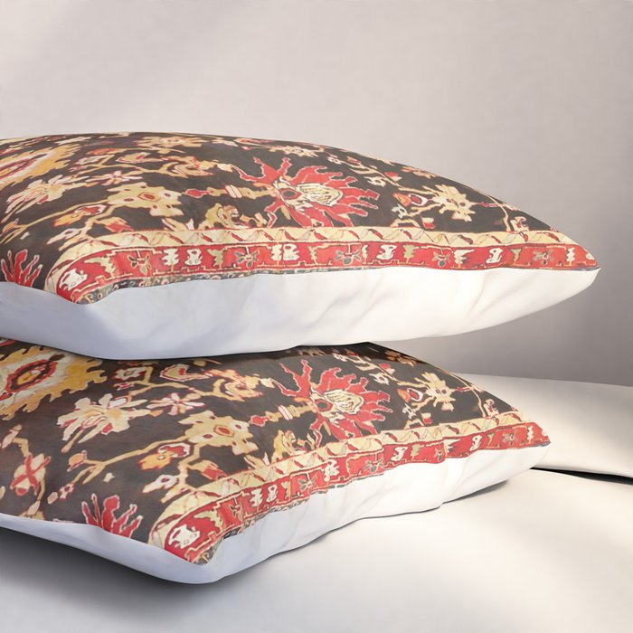 Antique Indian Agra Rug Print Pillow Sham Gallery Image 3