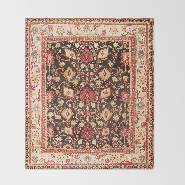 Antique Indian Agra Rug Print Throw Blanket Gallery Image 2