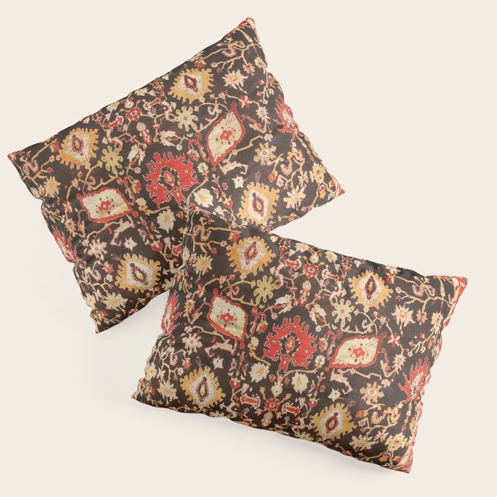 Antique Indian Agra Rug Print Pillow Sham Gallery Image 1