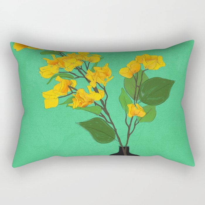 Branches Blooming Green Rectangular Pillow Gallery Image 2