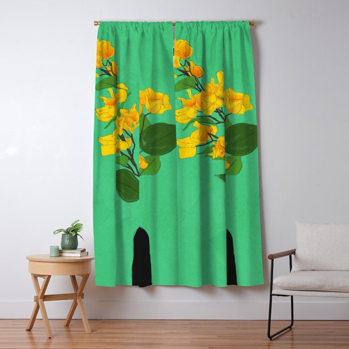 Branches Blooming Green Window Curtain Gallery Image 1