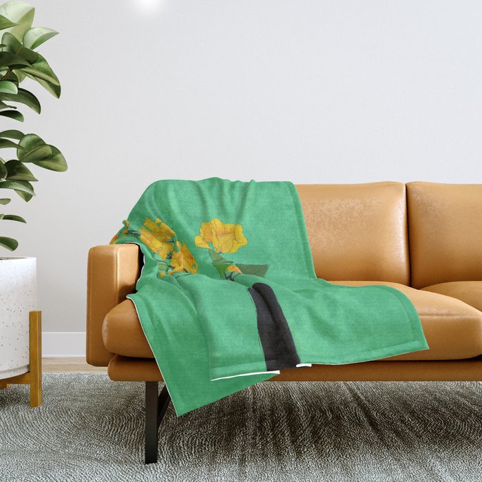 Branches Blooming Green Throw Blanket Gallery Image 1