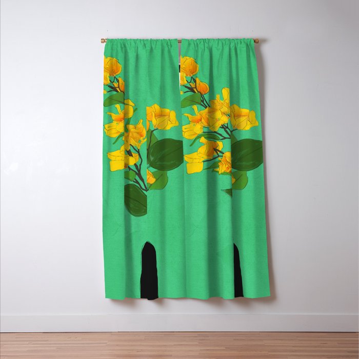 Branches Blooming Green Window Curtain Gallery Image 3