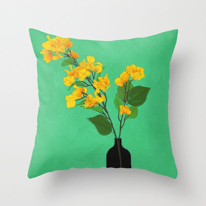 Branches Blooming Green Throw Pillow Gallery Image 6