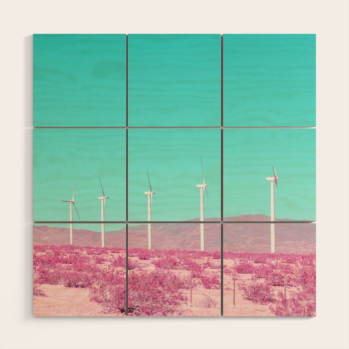 Palm Springs Windmills in the Desert Wood Wall Art Gallery Image 1