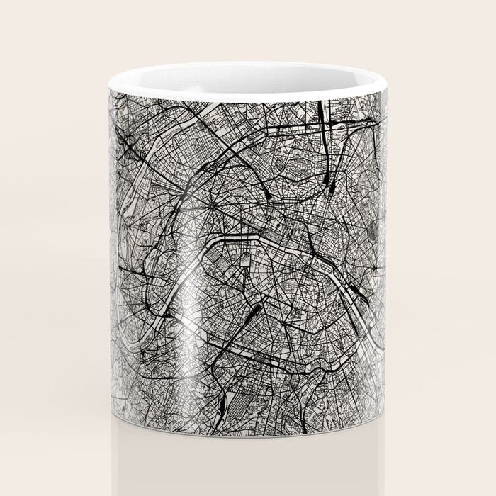 Paris Map - Black&White City Maps Coffee Mug Gallery Image 4