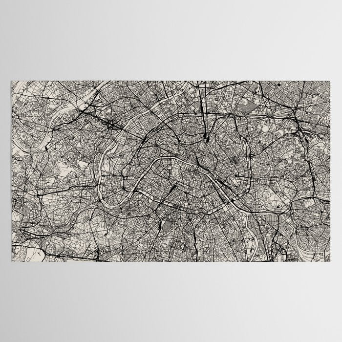 Paris Map - Black&White City Maps Tablecloth Gallery Image 2
