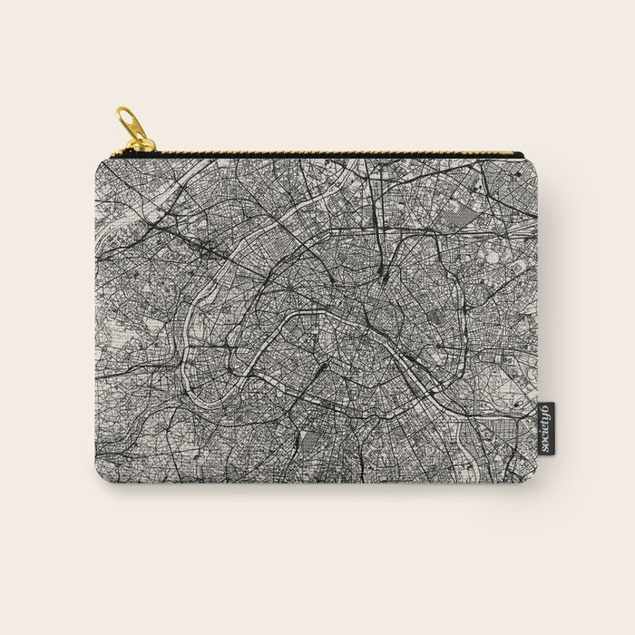 Paris Map - Black&White City Maps Carry All Pouch Gallery Image 1