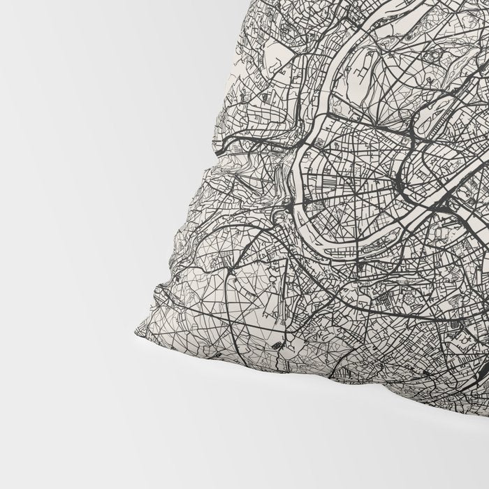 Paris Map - Black&White City Maps Pillow Sham Gallery Image 4