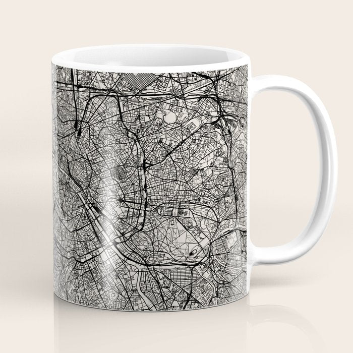 Paris Map - Black&White City Maps Coffee Mug Gallery Image 1