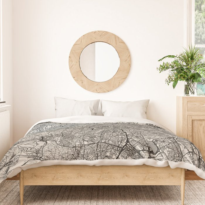 Paris Map - Black&White City Maps Duvet Cover Gallery Image 3