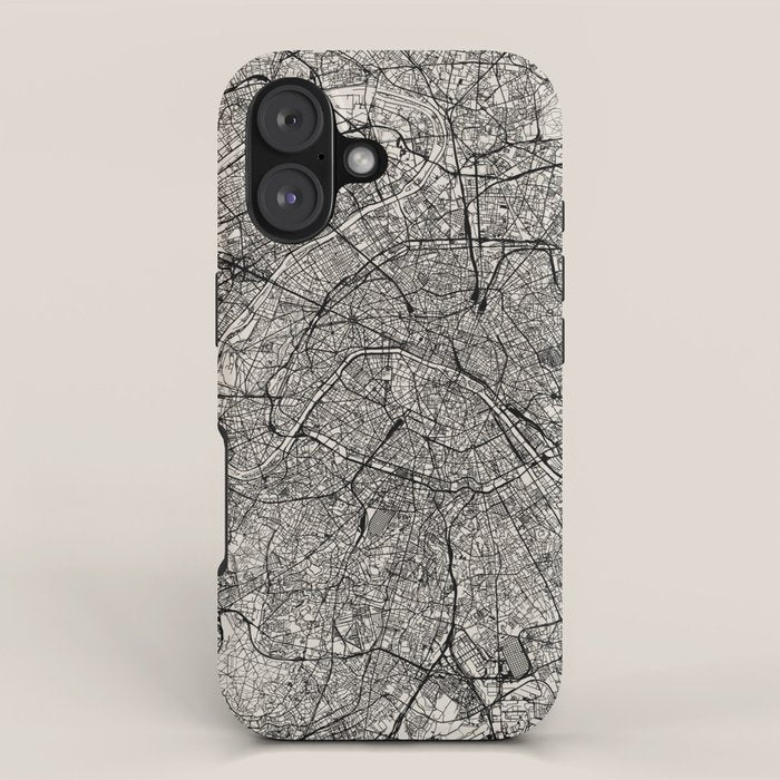 Paris Map - Black&White City Maps iPhone Case Gallery Image 1