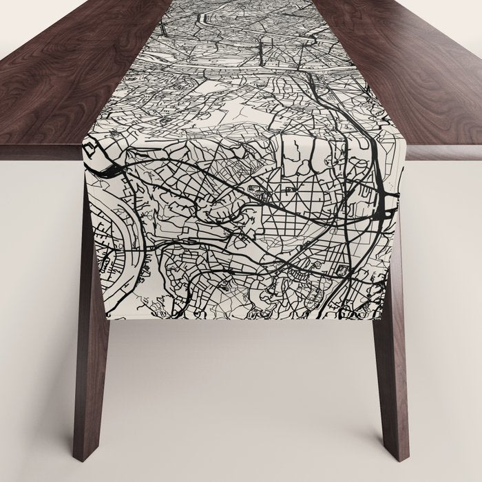 Paris Map - Black&White City Maps Table Runner Gallery Image 1