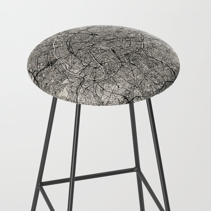 Paris Map - Black&White City Maps Stool Gallery Image 2
